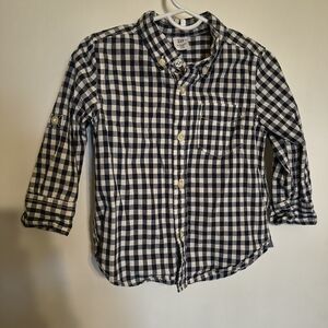 Gap Boys Black & White Gingham Button-Down Shirt